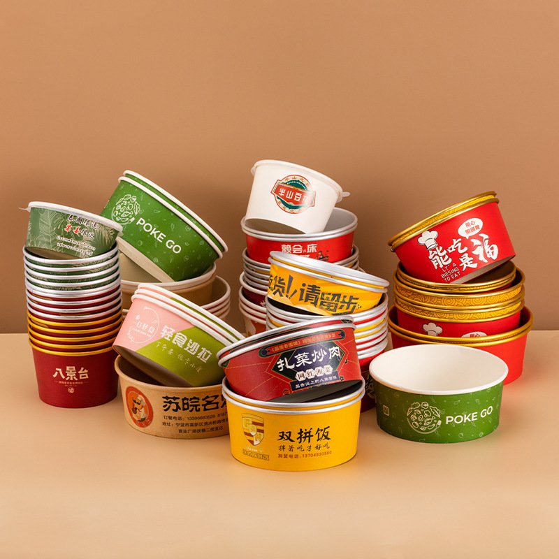 Food packaging containers and paper takeout bowls