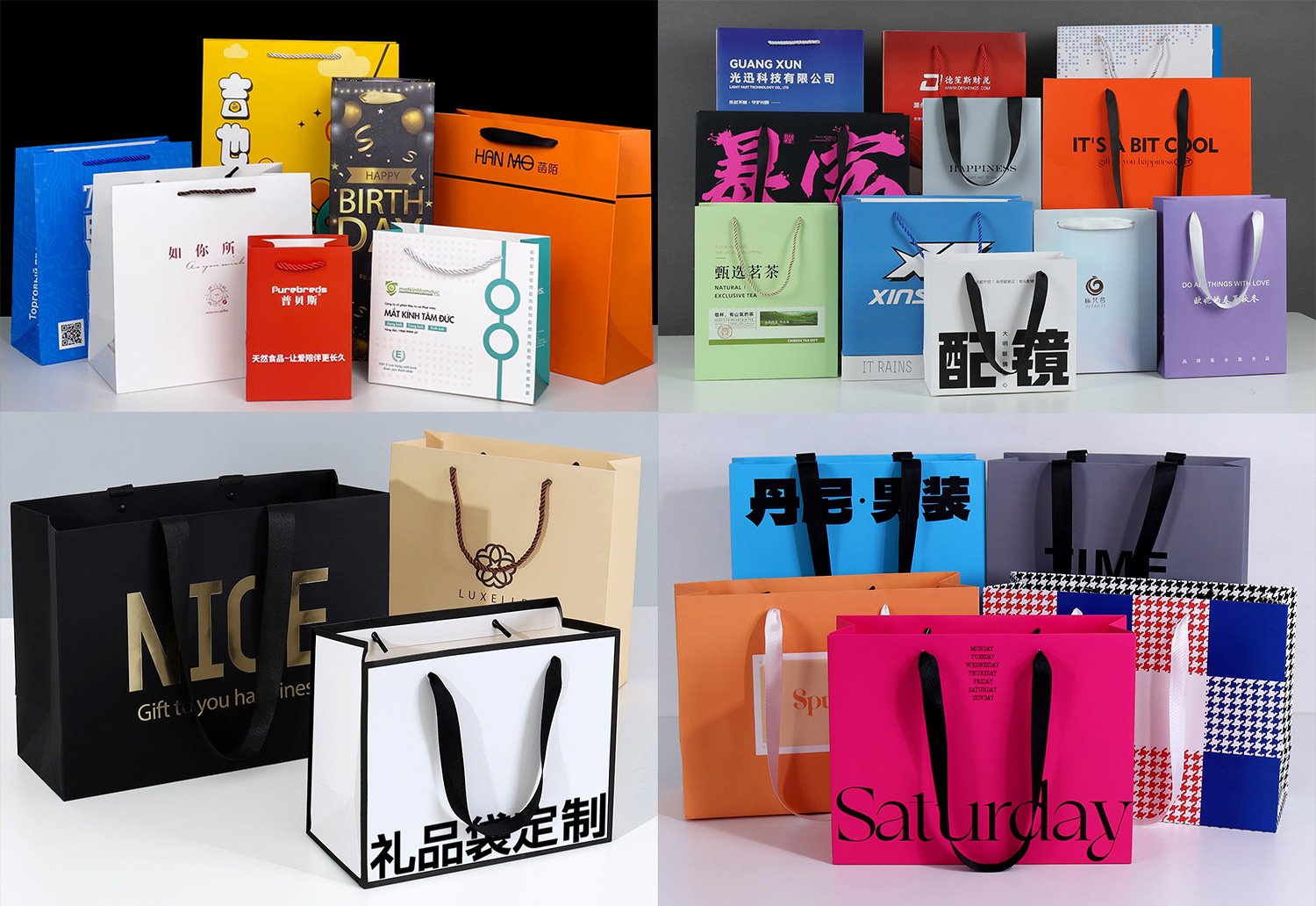 Retail paper shopping bags and branded fashion boxes