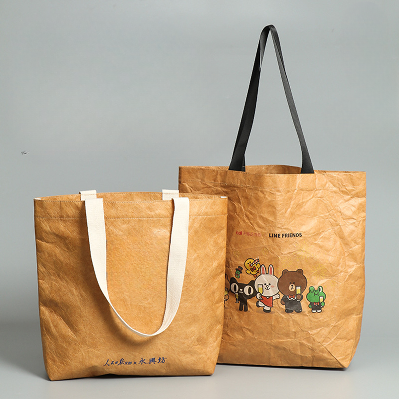 Reinforced kraft paper carrier bag with twisted handles and stand-up pouch