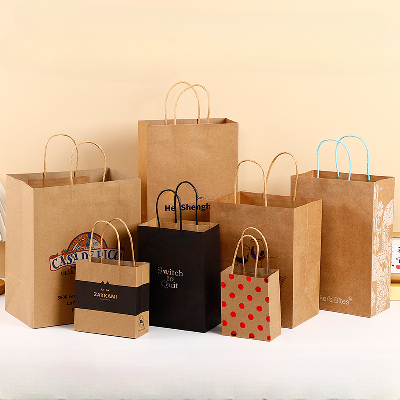 Twisted paper handle carrier bags for high-volume retail and grocery