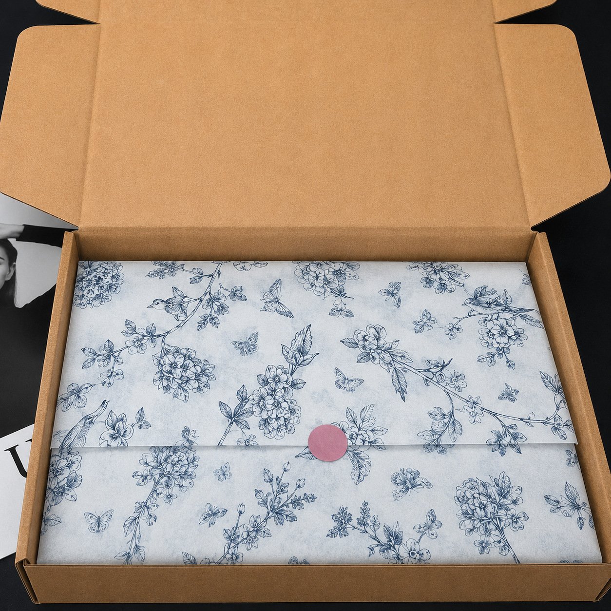 Custom tissue paper wraps for apparel, footwear, and accessory protection
