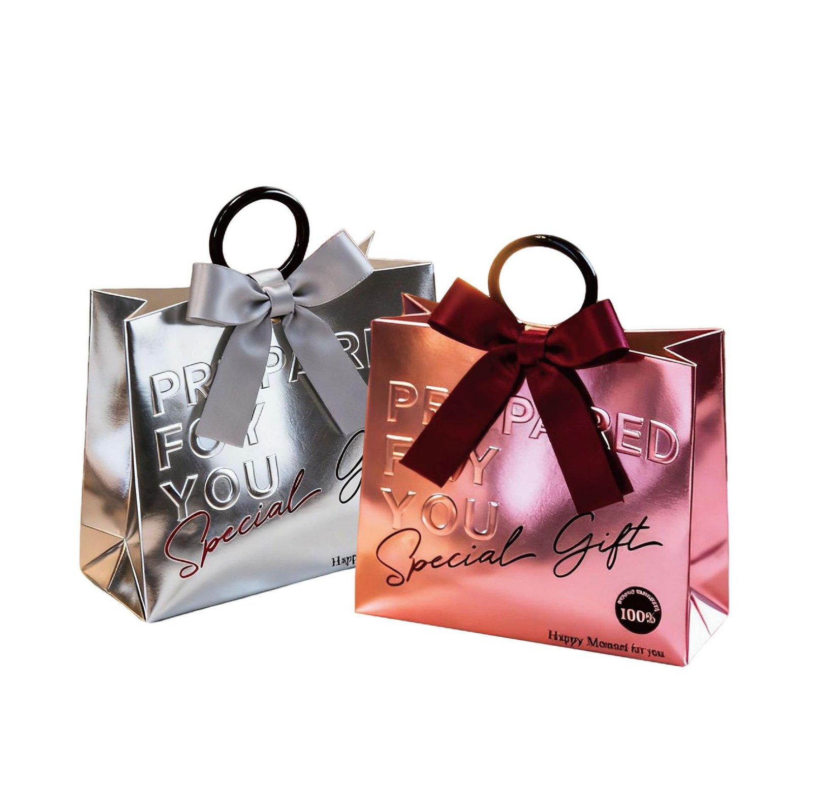 Boutique retail luxury gift bags with spot UV and embossed branding