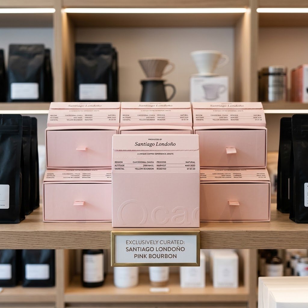 Retail store shelf display featuring custom boxes